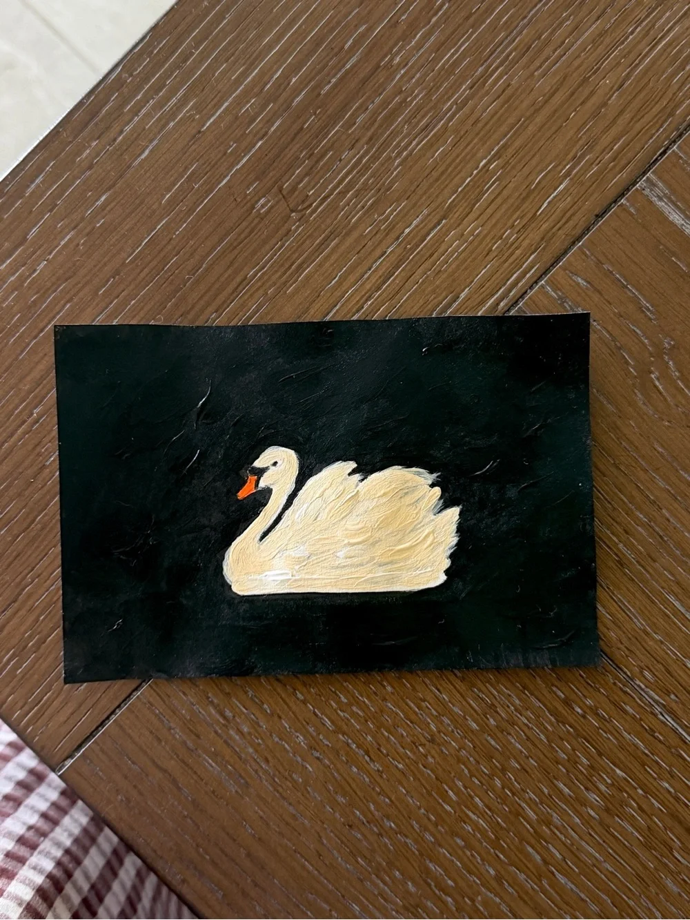 Swan Painting/ artwork in Burgundy Velvet Frame and Gold  - accent - Unbranded